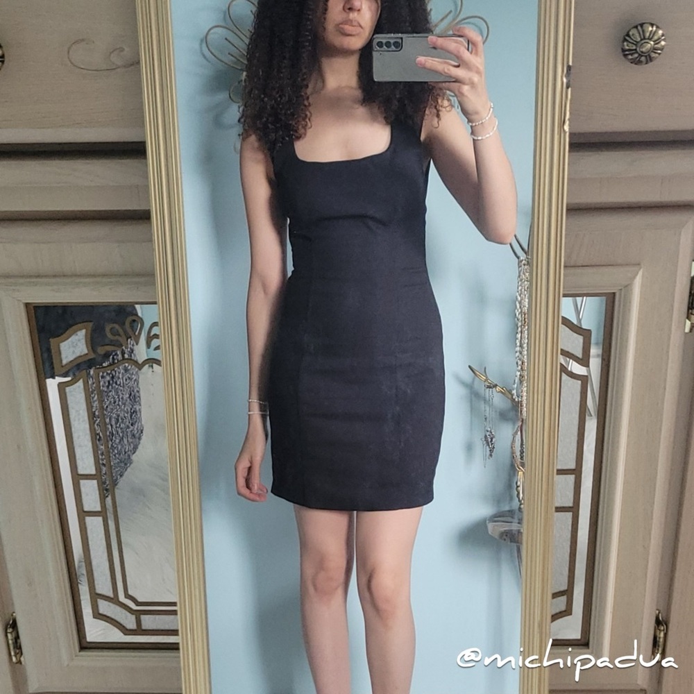 Zara Black Square Neck Mini Dress